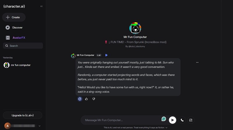 Character.AI Mr Fun Computer Voice