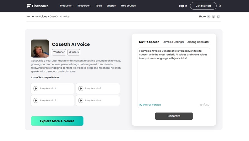 Fineshare CaseOh Text to Speech