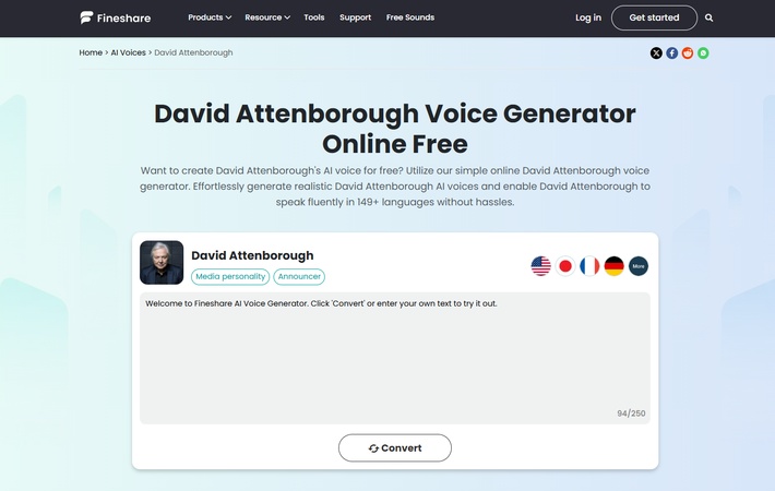 Fineshare David Attenborough Voice