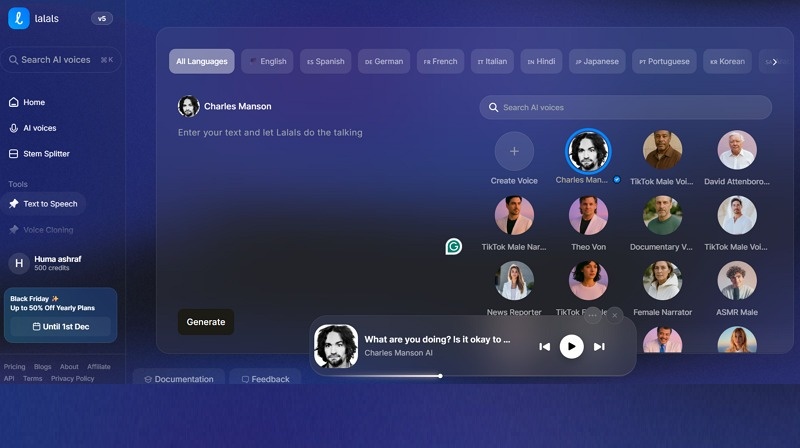 Lalals Charles Manson Text to Speech